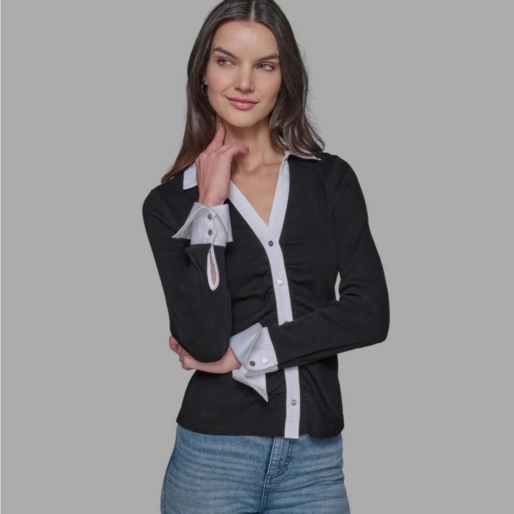 Karl Lagerfeld Black and White Button Down Shirt